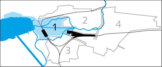 Illustration du plan de la ville de Bienne avec le secteur 1 des ramassages des ordures