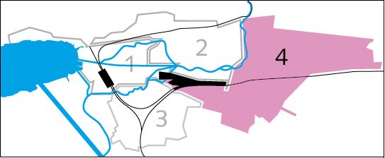 Illustration du plan de la ville de Bienne avec le secteur 4 des ramassages des ordures